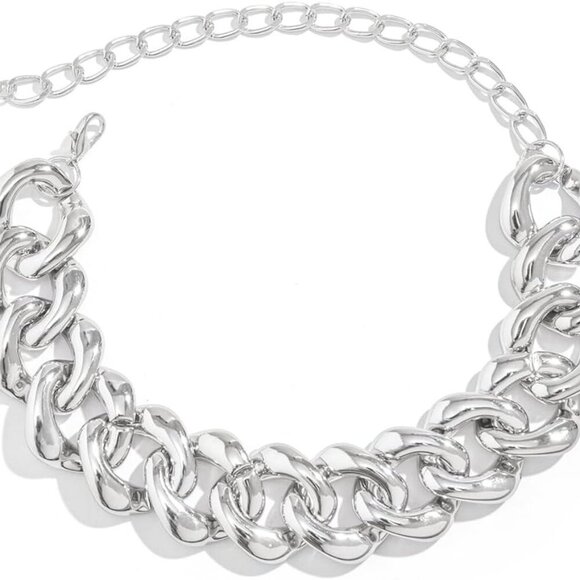 Fashion Gold Silver Punk Cuban Link Chain Choker Bohemian Chunky Chain Necklace - Picture 5 of 5